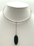 Vintage Italian Modernist Sterling Silver & Bloodstone Torque Necklace