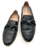 COLE HAAN Black Leather Cloud Feel Knotted Espadrille Flats 8.5