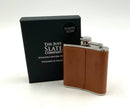 Leather Hip Flask With Fishing Motif