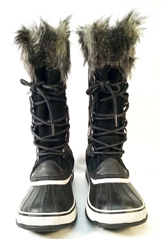 SOREL Black Suede Grey Rubber Faux Fur Joan of Arctic Waterproof Boots 9.5