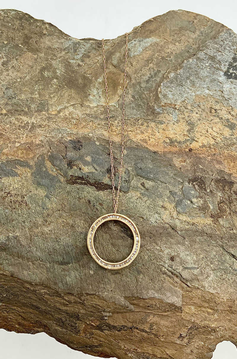 10kt Gold & Diamond Circle of Life Pendant on Gold Filled Chain