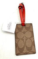 COACH Khaki/Red Signature Logo Keychain