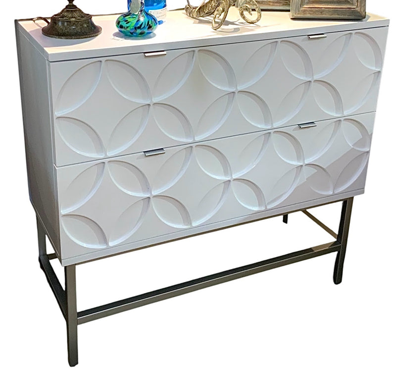 Two Drawer Chest with White Lacquer Finish