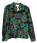 FLORA BEA Black/Green/Berry/Blue Floral L/S B/D Top