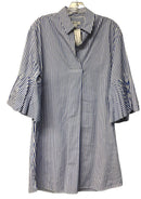 NORDSTROM Blue/White Stripe w/Pleated Bell Sleeve Dress