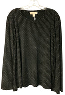 MICHAEL KORS Black w/Gold Metallic Embell L/S Top