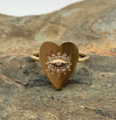14kt Gold & Diamond Heart Evil Eye Ring