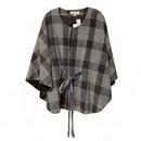 FATE + FORTUNE Black White Blue Red Tan Houndstooth Cape