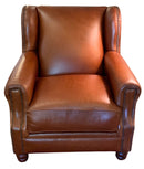 Whiskey Tone Leather Club Chair with Nailhead Trim