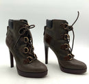 TORY BURCH Brown Colorblock Leather Lawson Stiletto Booties 9