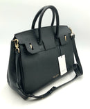 TEDDY BLAKE NY Black Pebbled Calfskin Leather Gigi Stampato 13" Satchel