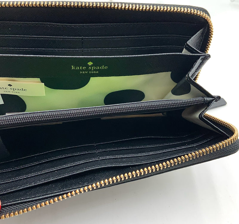 KATE SPADE Black/Pebble Saffiano Leather Lacey Cedar St Continental Wallet