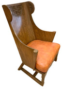 Vintage Carved Oak Lounge Wingback Chair