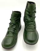 MIZ MOOZ Green Leather Ruched Covered Button Ankle Boots 9.5