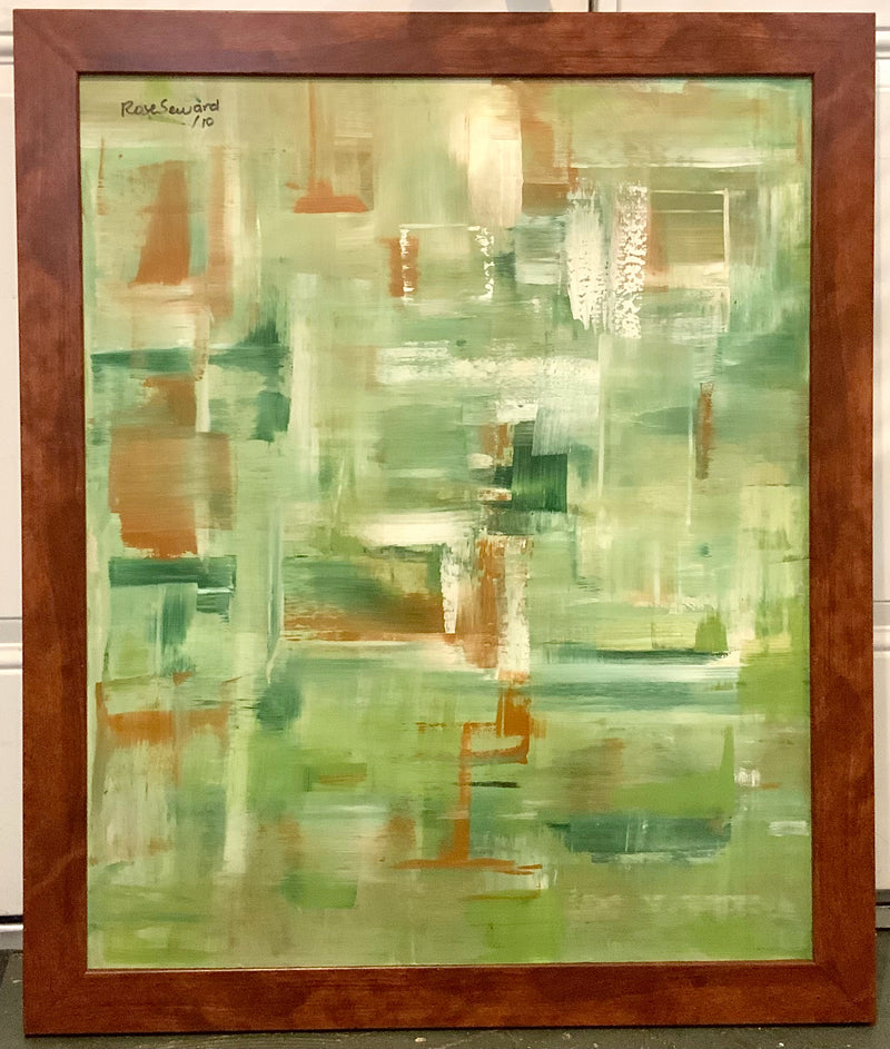 Abstract Painting on Board in Wood Frame