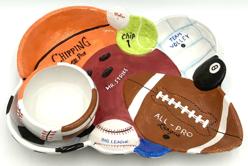 Ceramic Sports Chip & Dip Platter