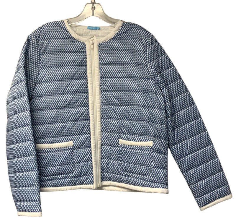 J MCLAUGHLIN White/Blue Mini Chain Link Zip Jacket
