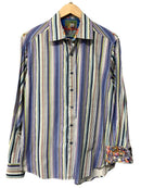 ROBERT GRAHAM Blue Green Multi Stripe L/S B/D Shirt