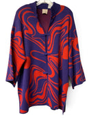 KERISMA Blue/Red Swirl Pattern w/Frog Buttons L/S Sweater