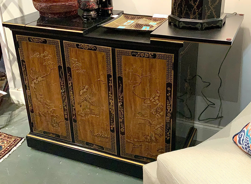 Vintage Drexel Asian Black Lacquer Server/Bar