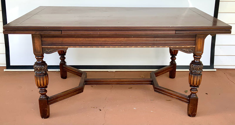 Vintage Carved Dining Table with Six Chairs