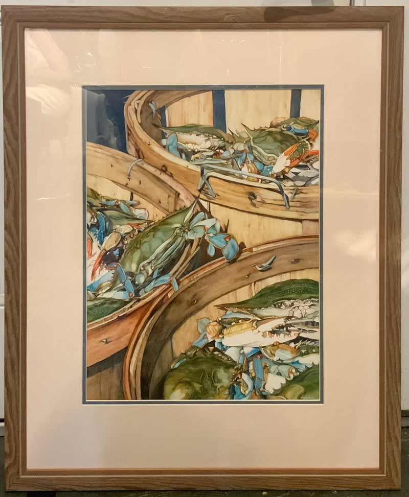 Original Signed Watercolor of Blue Crabs
