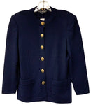 ST JOHN Navy Knit W/Goldtone Buttons Jacket