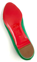 CHRISTIAN LOUBOUTIN Green Patent Leather Croisette Flats 38