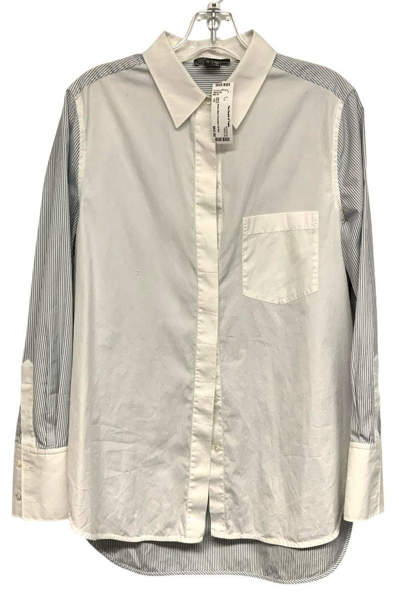 VINCE White Blue Pinstripe L/S B/D Top