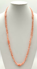 Angel Skin Coral 3-Strand Necklace w/6 Carved Coral Stations