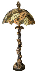 Tiffany Style Table Lamp With Leaf Motif