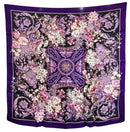 VERSACE Purple Black Pink Floral Silk Scarf