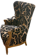 Paul Robert Black Damask Wing Chair