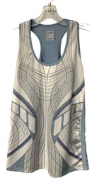 LUCKY IN LOVE White/Lt Blue Abstract Stripe S/L  Top & Pleated Athletic Skirt
