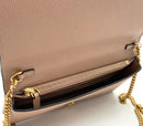 VALENTINO Tan Grained Leather Vlogo Wallet On Chain Bag