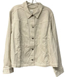 J JILL Cream Blue Ticking Stripe Cotton Blend Jacket