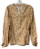 ESQUALO Tan/Cream Print V-Neck L/S Top