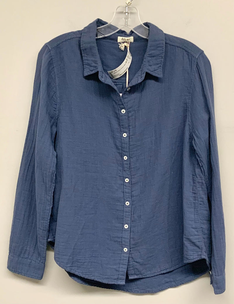 DYLAN Indigo Gauze Cotton L/S B/D Top