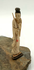 Antique Asian Carved Bone Woman Figure