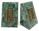 Pair of Green Marble Bookends with Abacus Motif