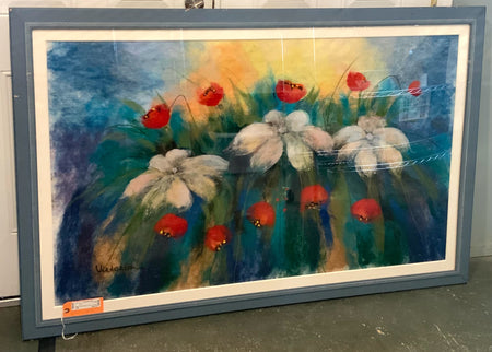 Extra Large Floral Painting on Fabric