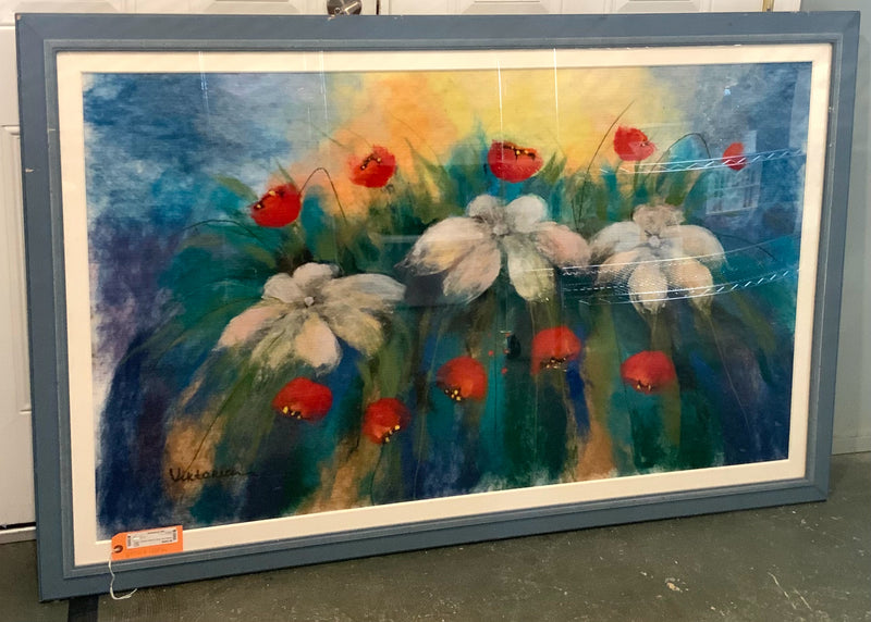 Extra Large Floral Painting on Fabric