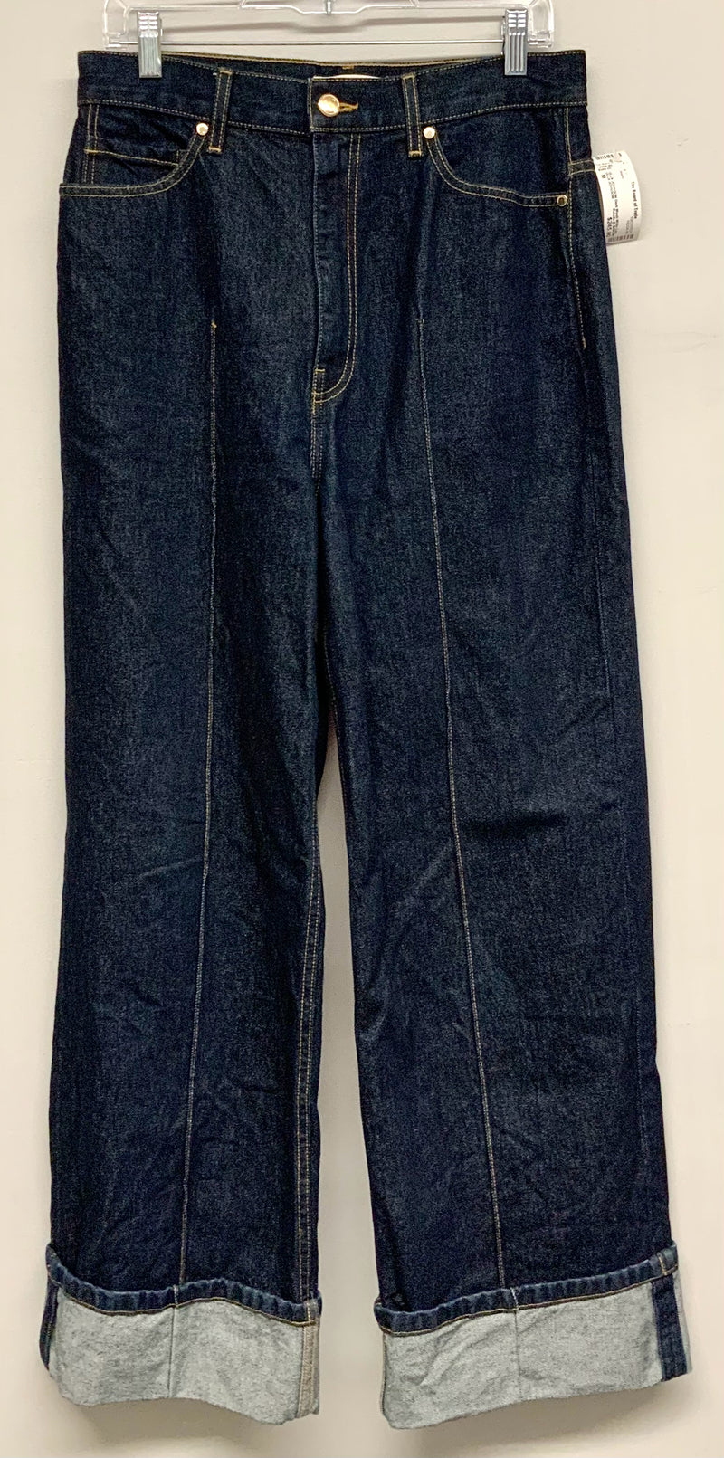 ULLA JOHNSON Dark Wash Wide Leg Cuffed Jeans Sz 30