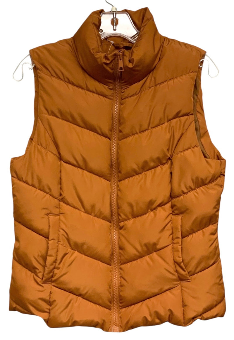 COLE HAAN Rust Zip Puffer Vest