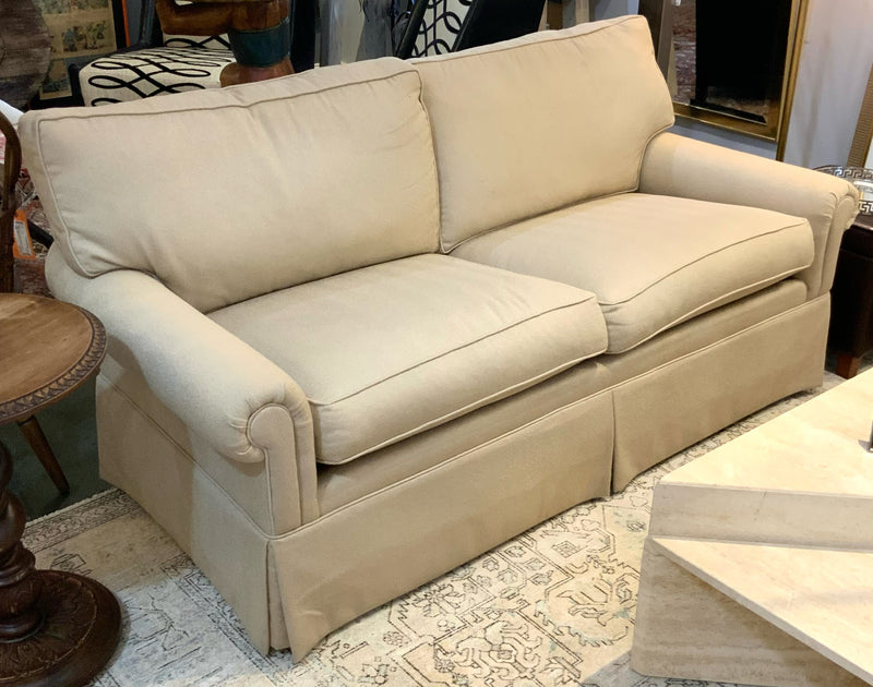 Small Roll Arm Sofa With Neutral Upholstery