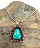 Patricia Platero Navajo Sterling, Turquoise & Garnet Necklace