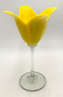 Yellow Tulip Art Glass Vase