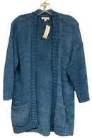 JOHNNY WAS Blue Knitted Cotton Open Cardigan