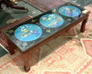 Carved Wood Coffee Table With Cloisonne Motif
