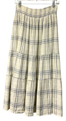 FAHERTY Cream/Navy Plaid Elastic Waist Skirt